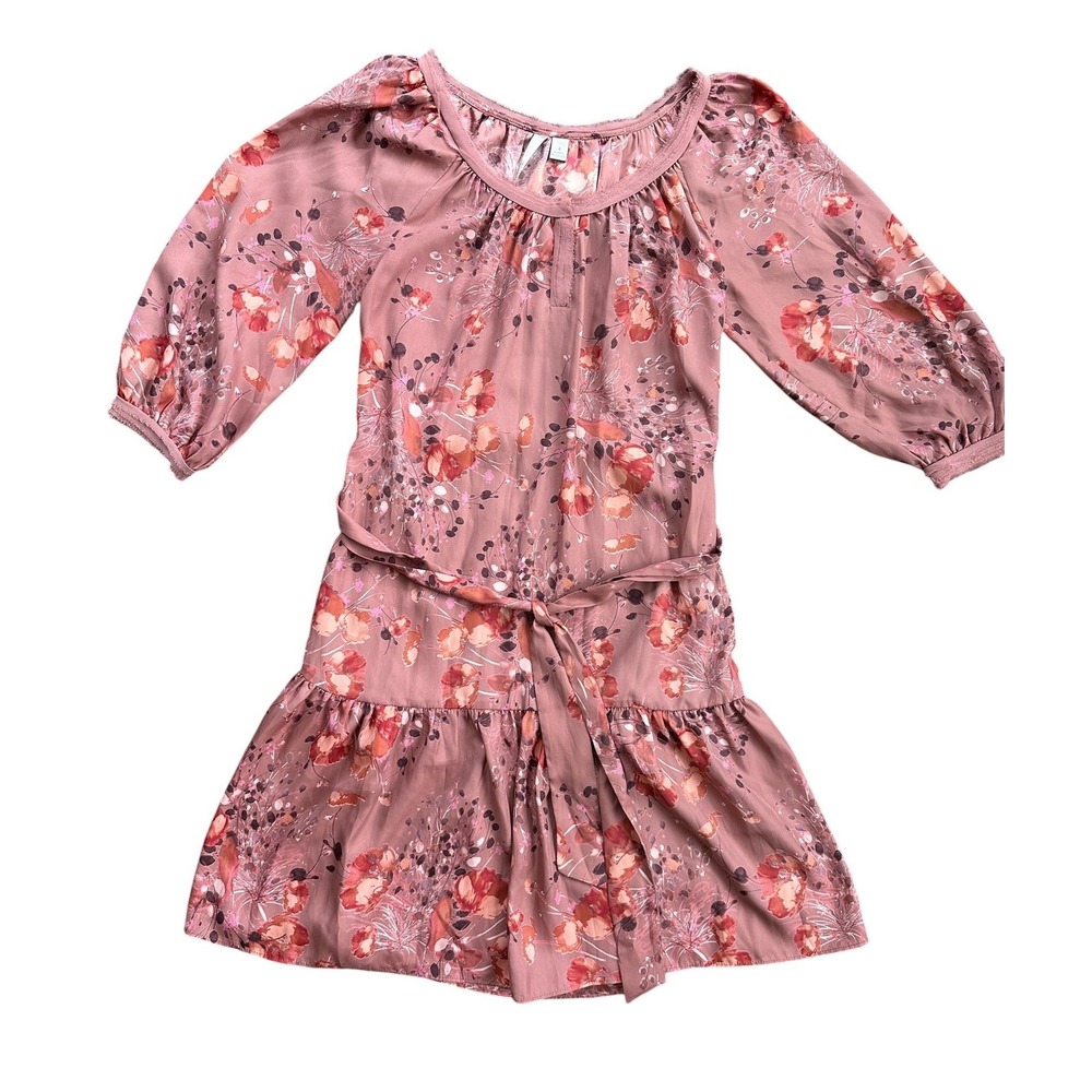 LC Lauren Conrad Floral Mini Dress Wmns‎ 4 Mauve Pink Excellent Boho Puff Sleeve